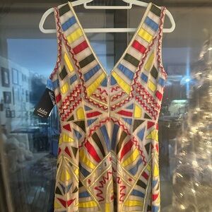 Aidan Mattox Vibrant Geometric Mini Dress